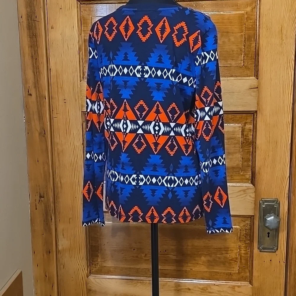Vintage Ralph Lauren Active Long Sleeve  Pullover Top Aztec Southwestern Print L - Picture 3 of 4
